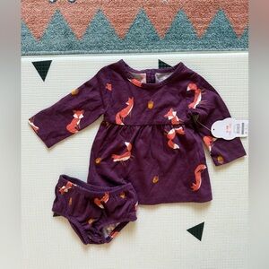 Wonder Nation|Baby girl Purple Fox Print Kids Dress Set with bloomers,NWT•••
